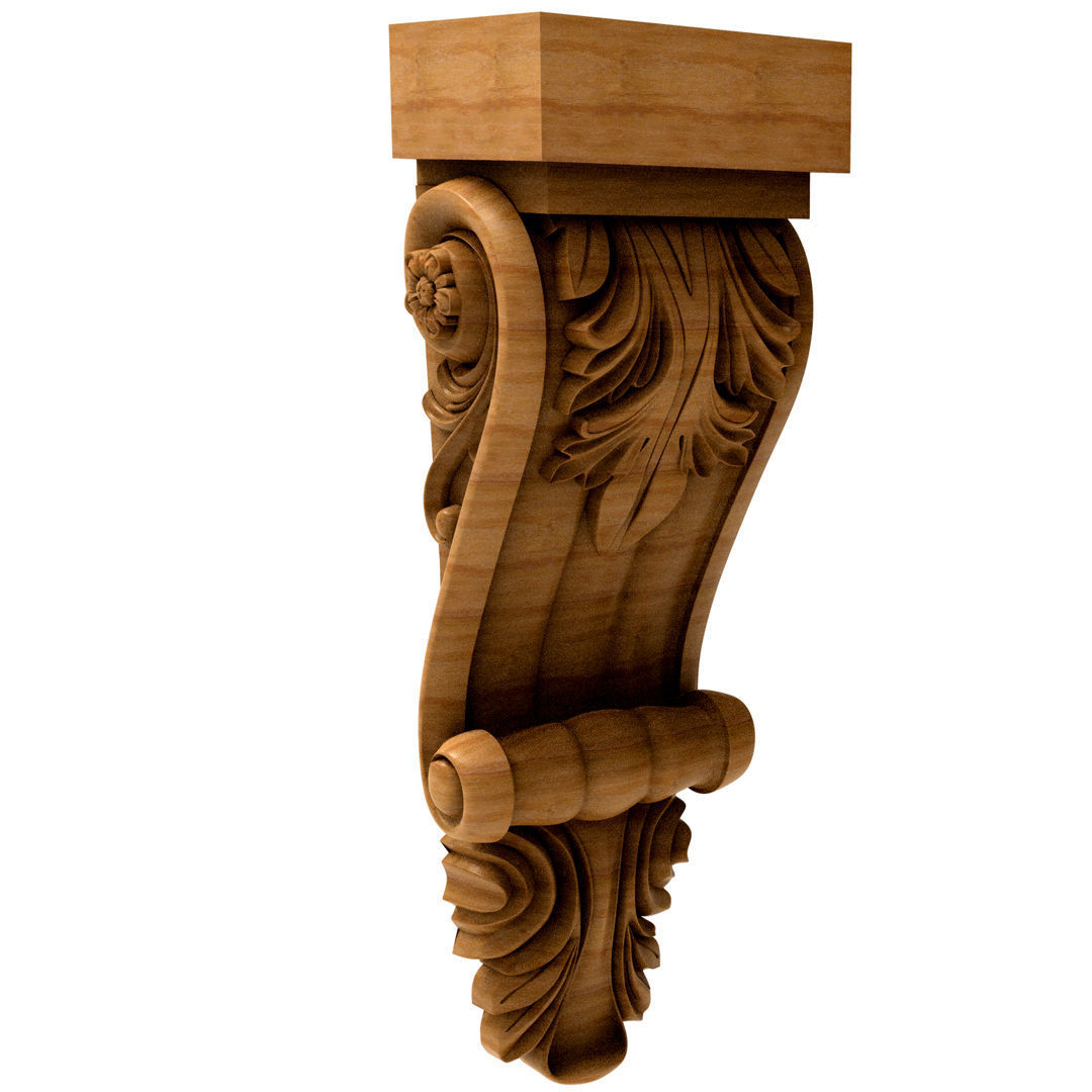 3D Model STL Capital ornate wooden corbel 3D model_1