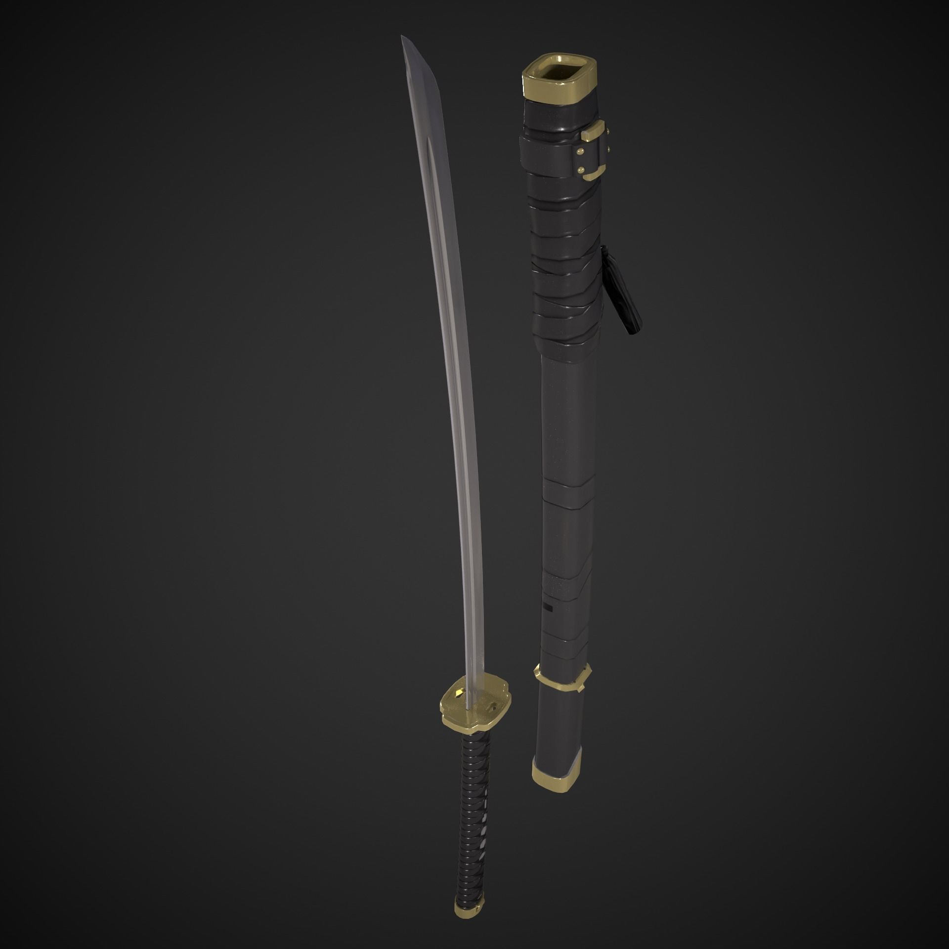 Scorpion Katana  Mortal Kombat Low-poly 3D model_5