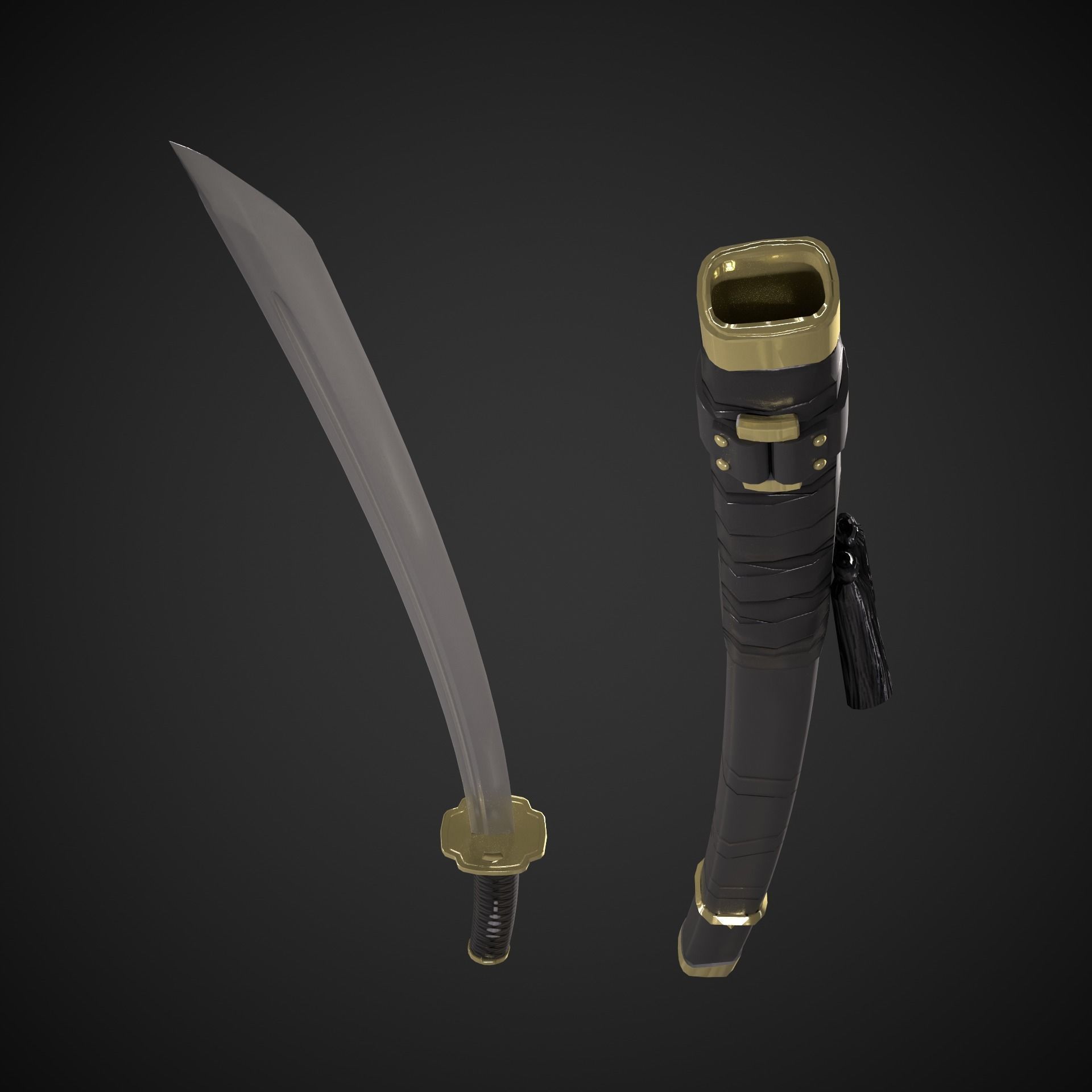 Scorpion Katana  Mortal Kombat Low-poly 3D model_7