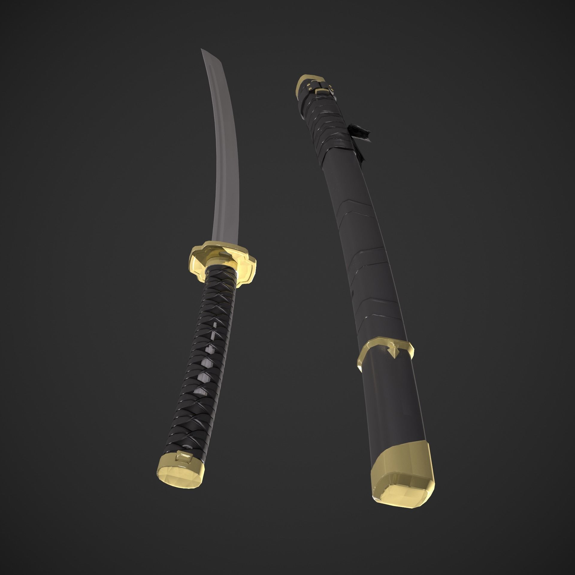 Scorpion Katana  Mortal Kombat Low-poly 3D model_9