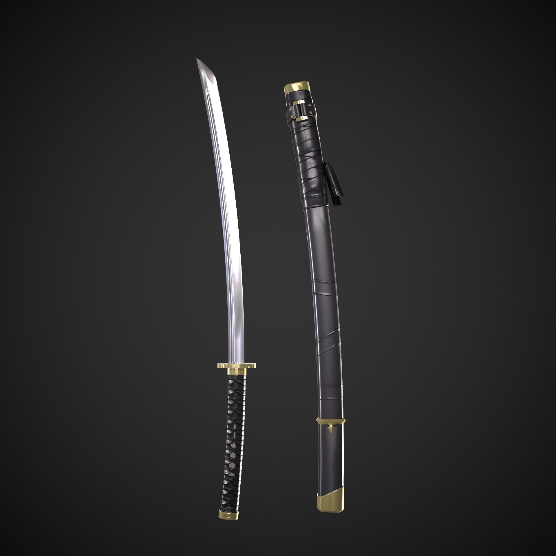 Scorpion Katana  Mortal Kombat Low-poly 3D model_2
