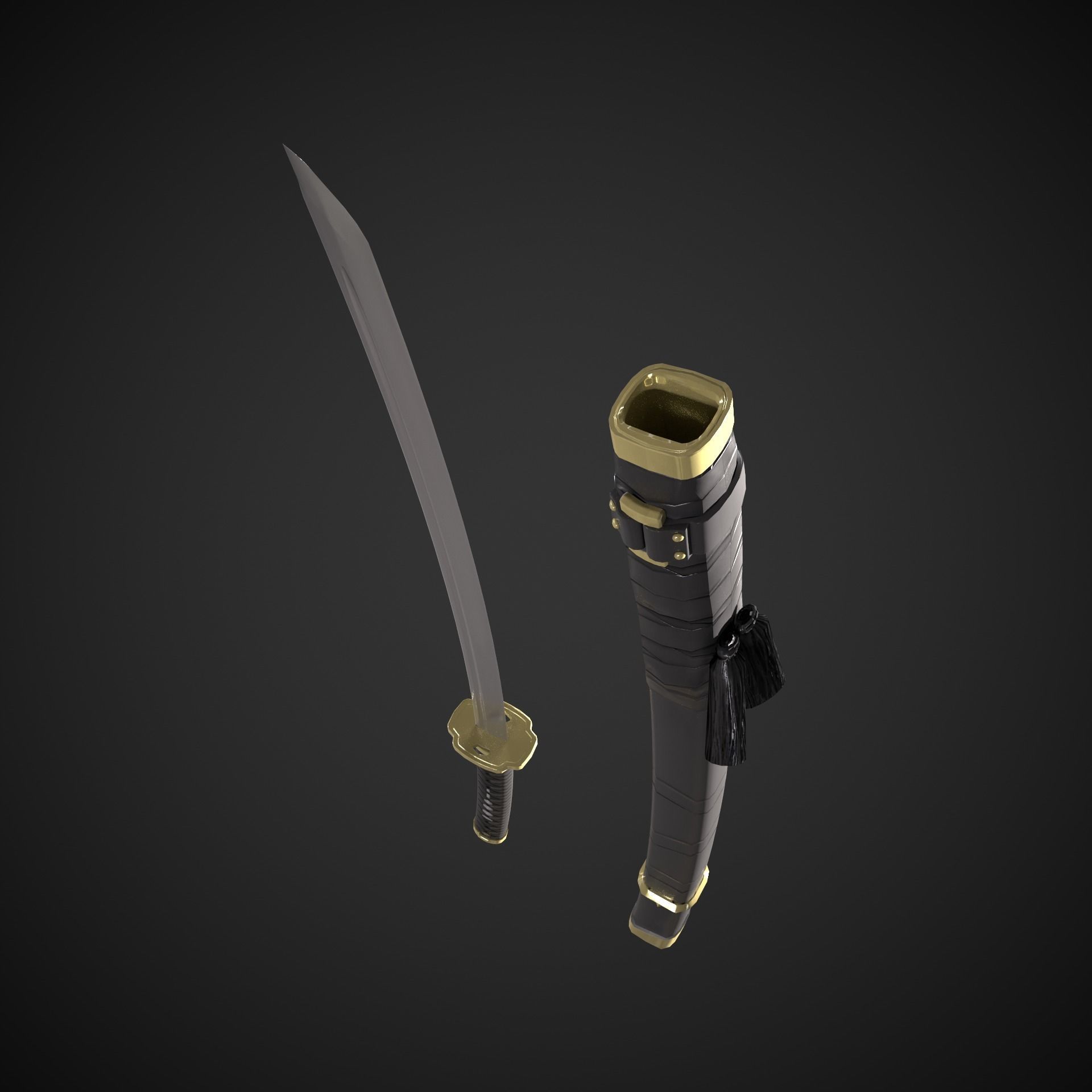 Scorpion Katana  Mortal Kombat Low-poly 3D model_8