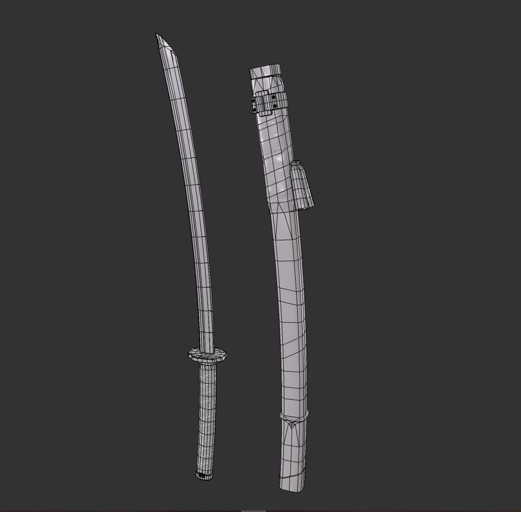 Scorpion Katana  Mortal Kombat Low-poly 3D model_10