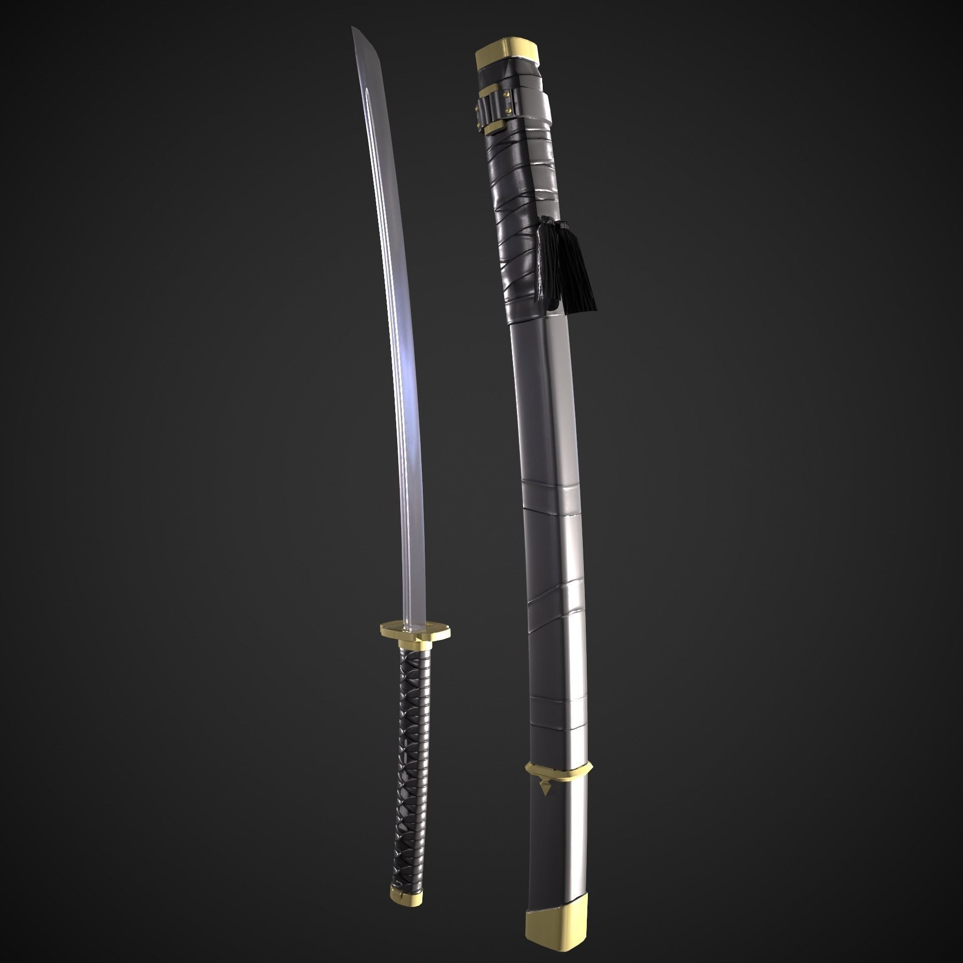 Scorpion Katana  Mortal Kombat Low-poly 3D model_3