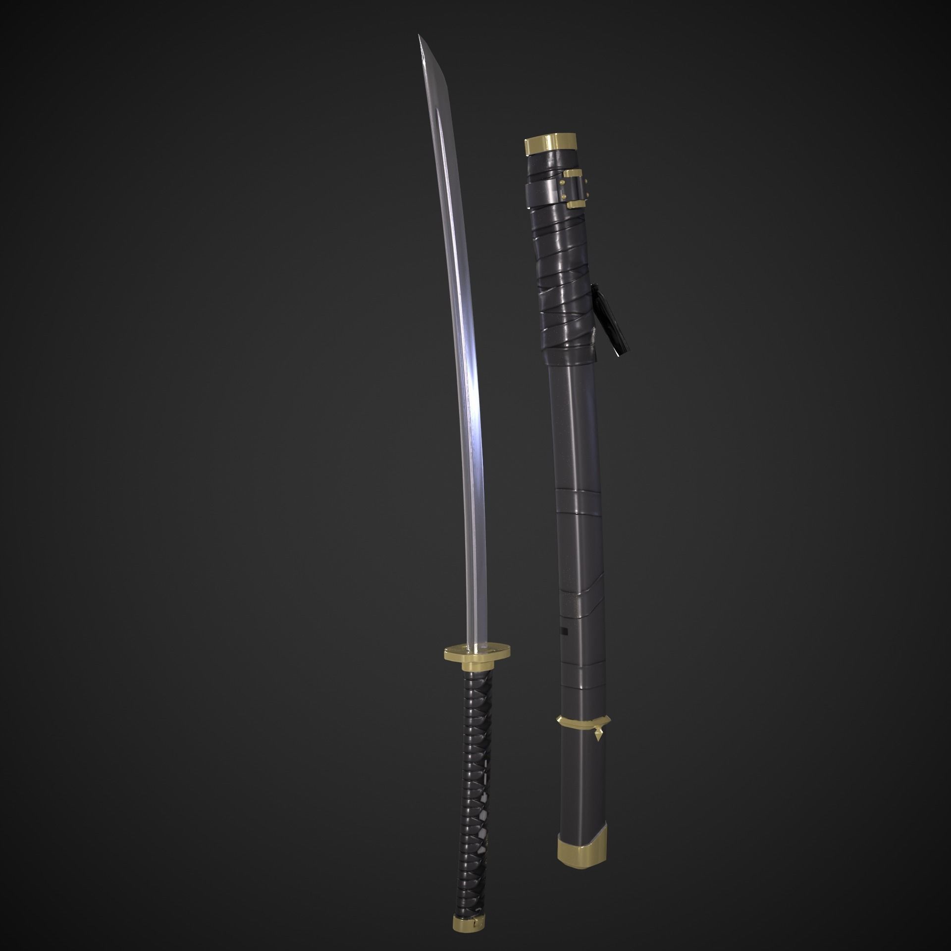 Scorpion Katana  Mortal Kombat Low-poly 3D model_4