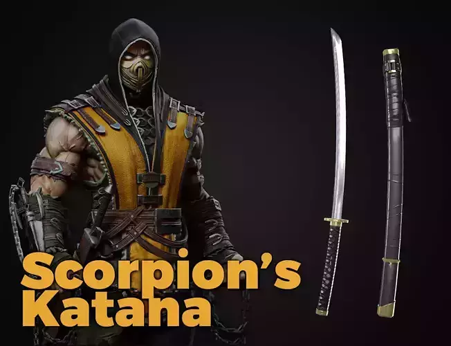 Scorpion Katana  Mortal Kombat Low-poly 3D model