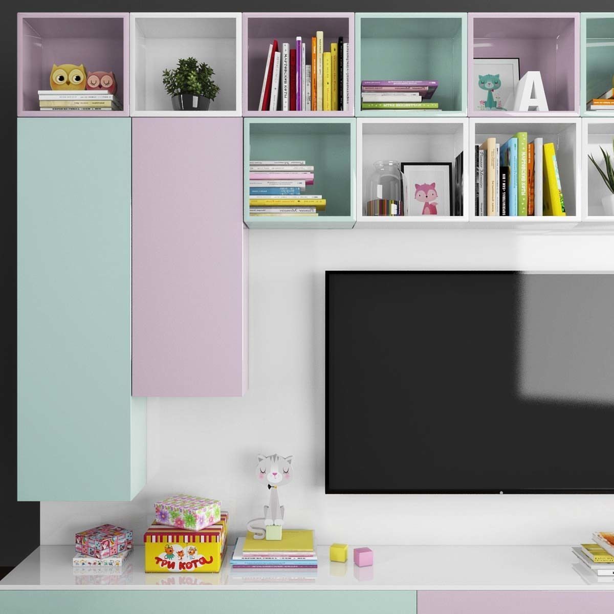 Tv stand Low-poly 3D model_1