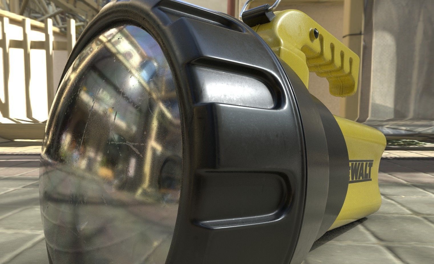 Flash flashlight with reflector Low-poly 3D model_1