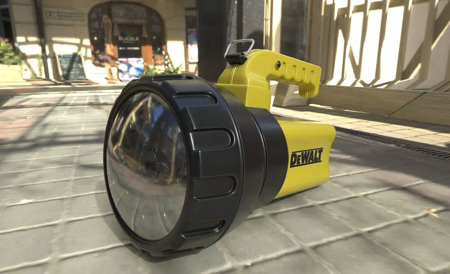 Flash flashlight with reflector Low-poly 3D model_0