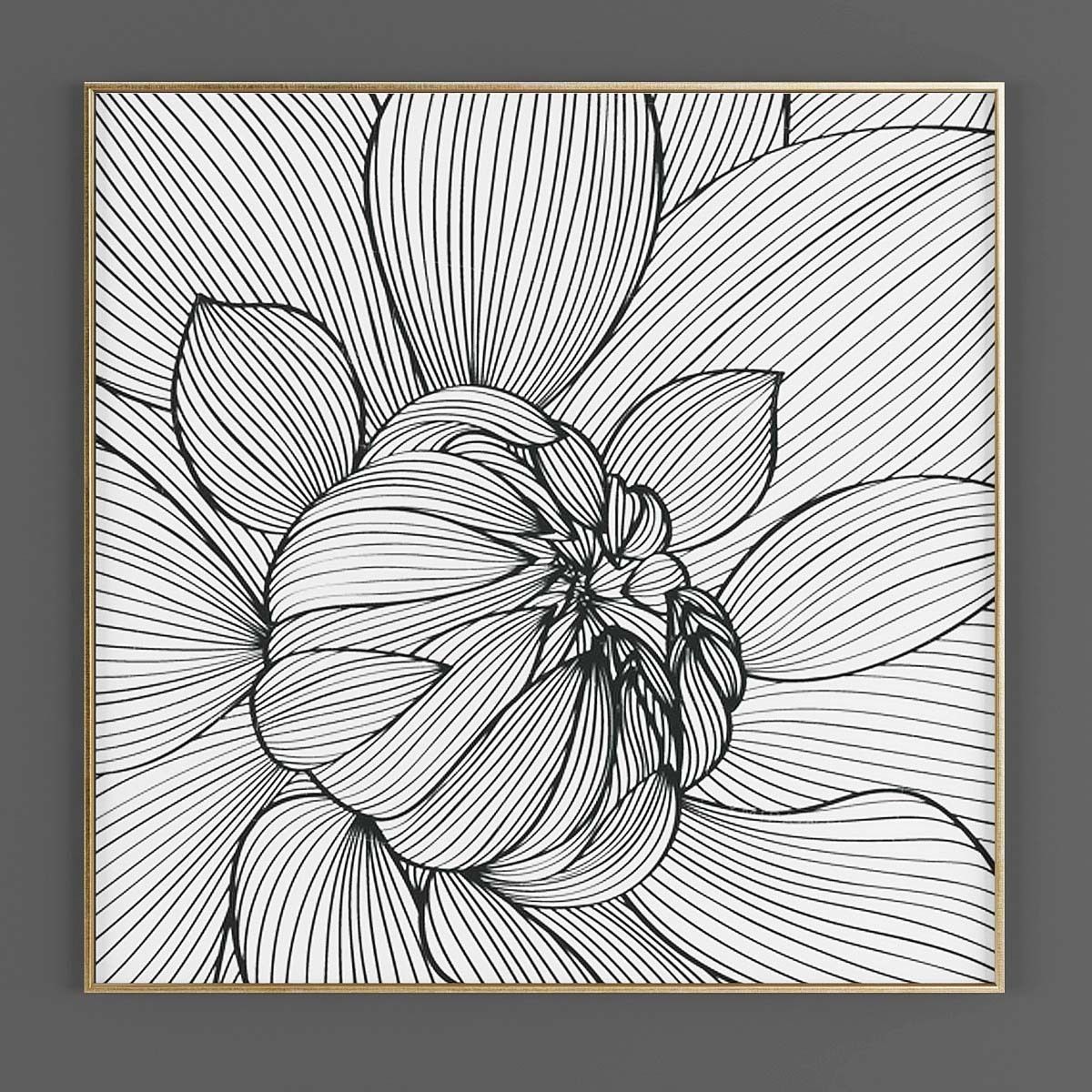 Pictures858 gold and abstract flower wall art Low-poly 3D model_2