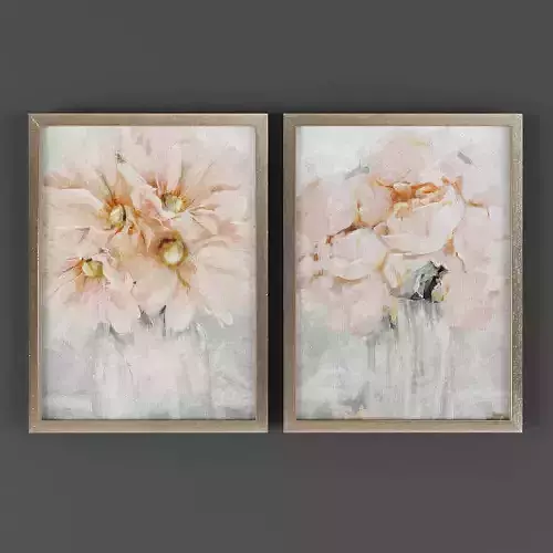 Pictures860 two framed prints of flowers in vases Low-poly 3D model