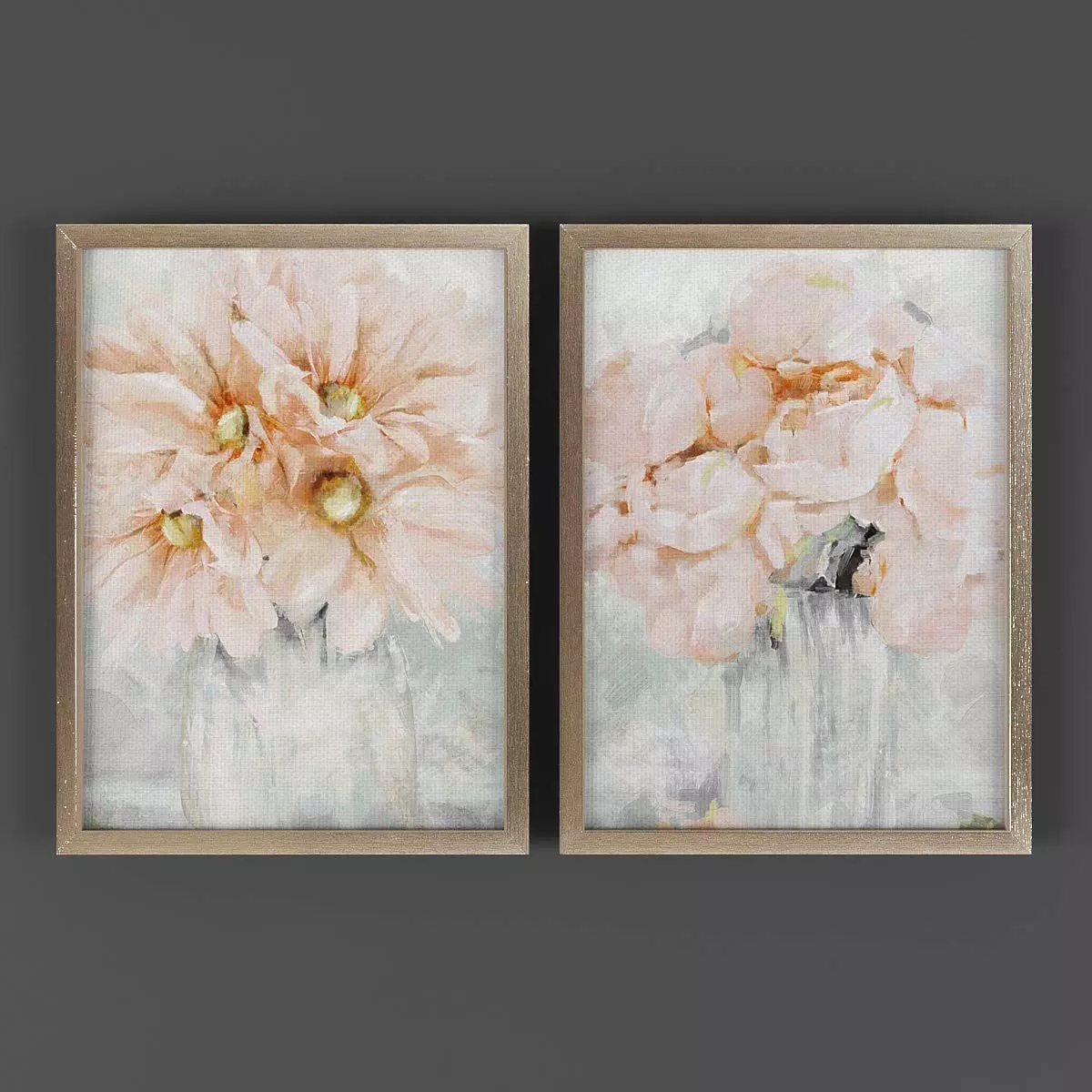 Pictures860 two framed prints of flowers in vases Low-poly 3D model_0