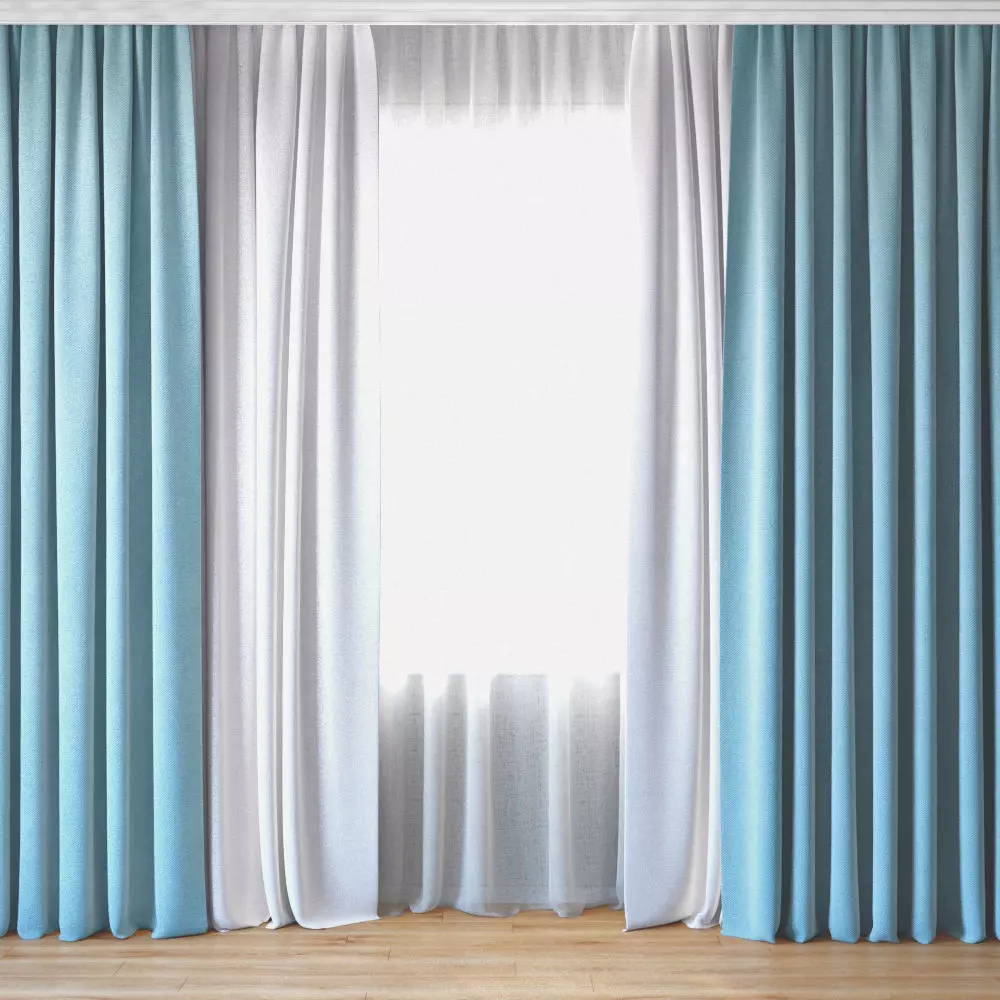 Curtains 15 Curtains with Tulle 3D model