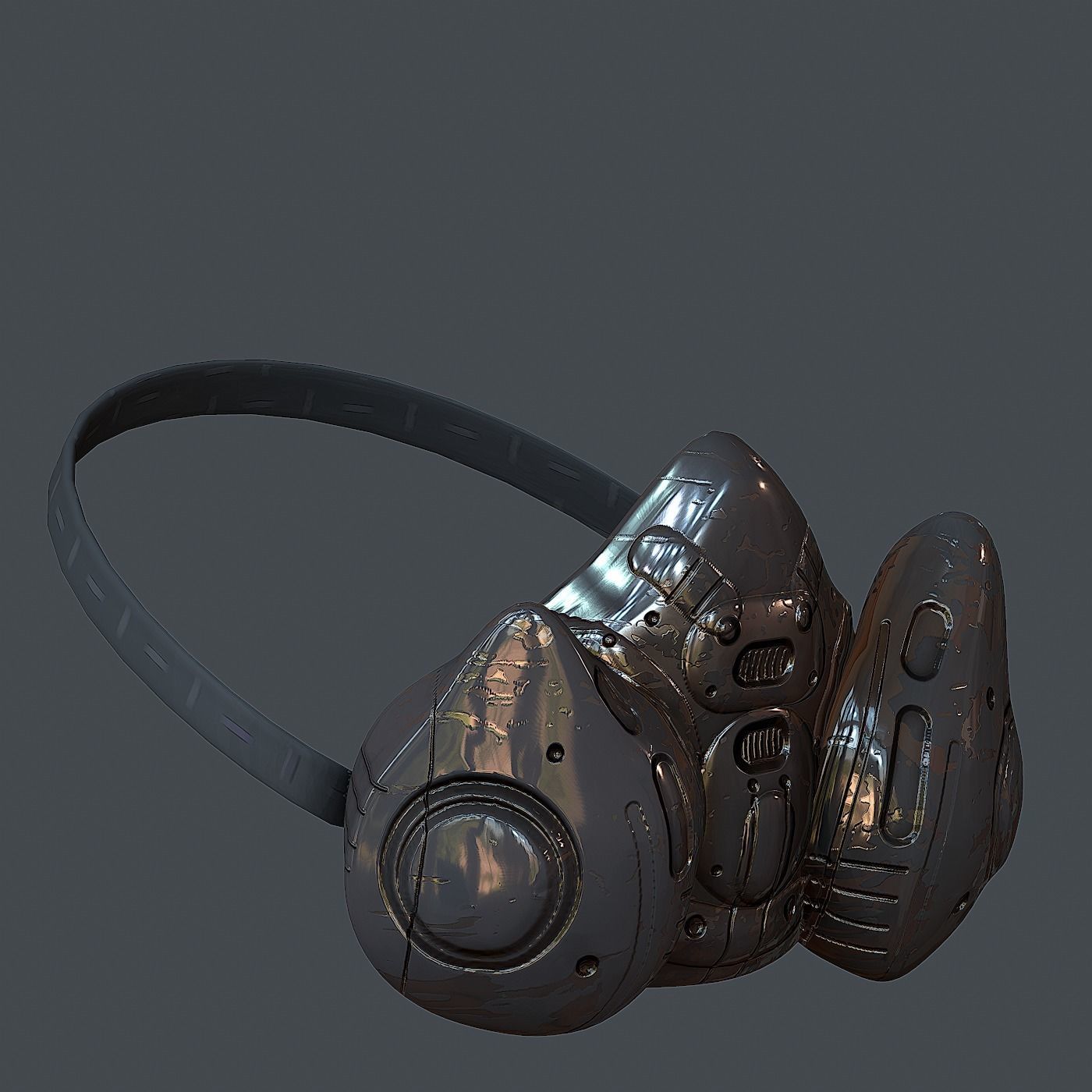 Gas mask helmet 3d model scifi Low-poly 3D model_3