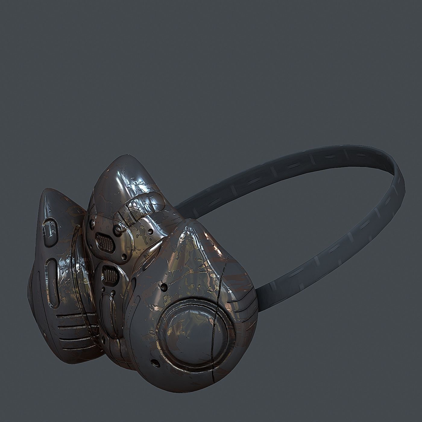 Gas mask helmet 3d model scifi Low-poly 3D model_5