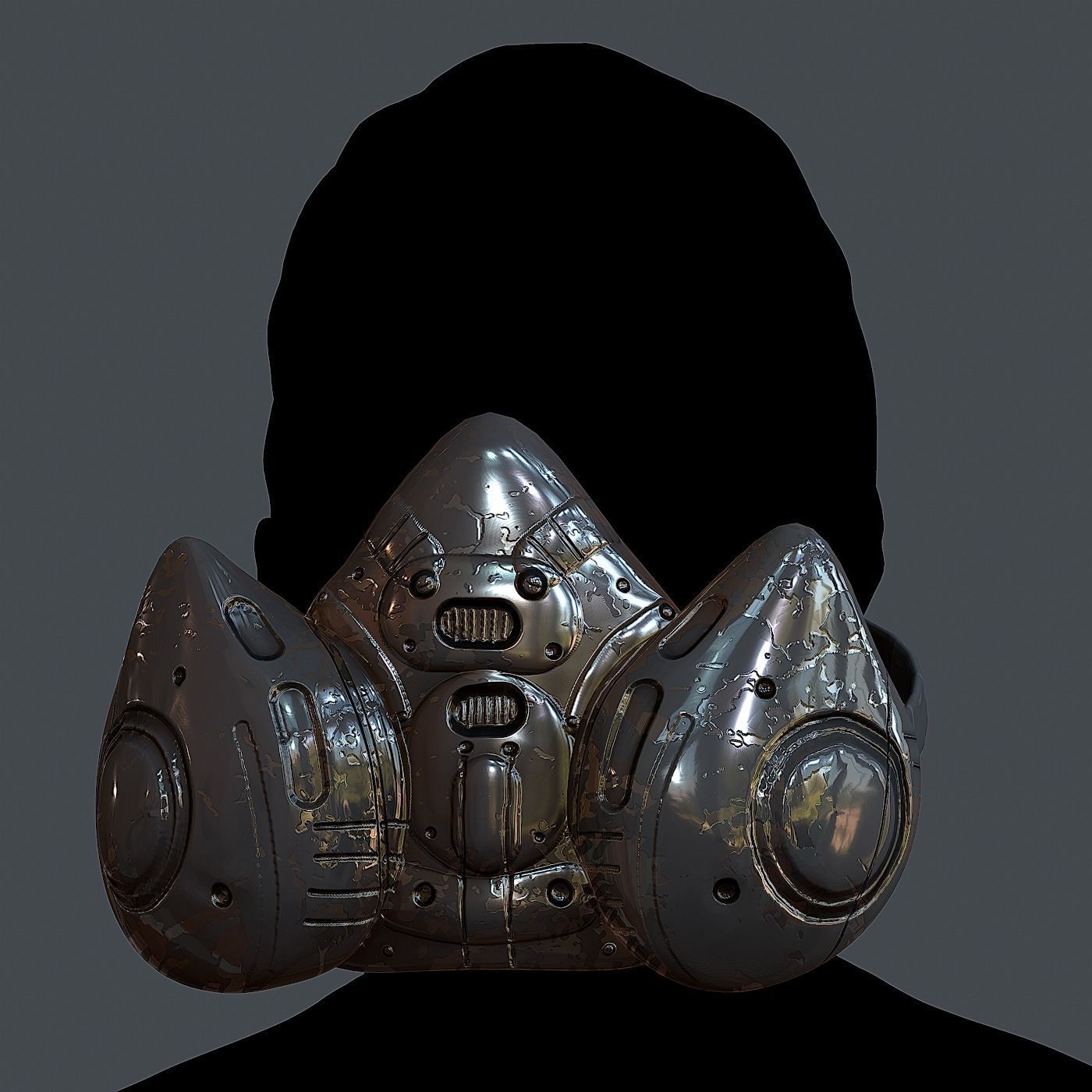 Gas mask helmet 3d model scifi Low-poly 3D model_2