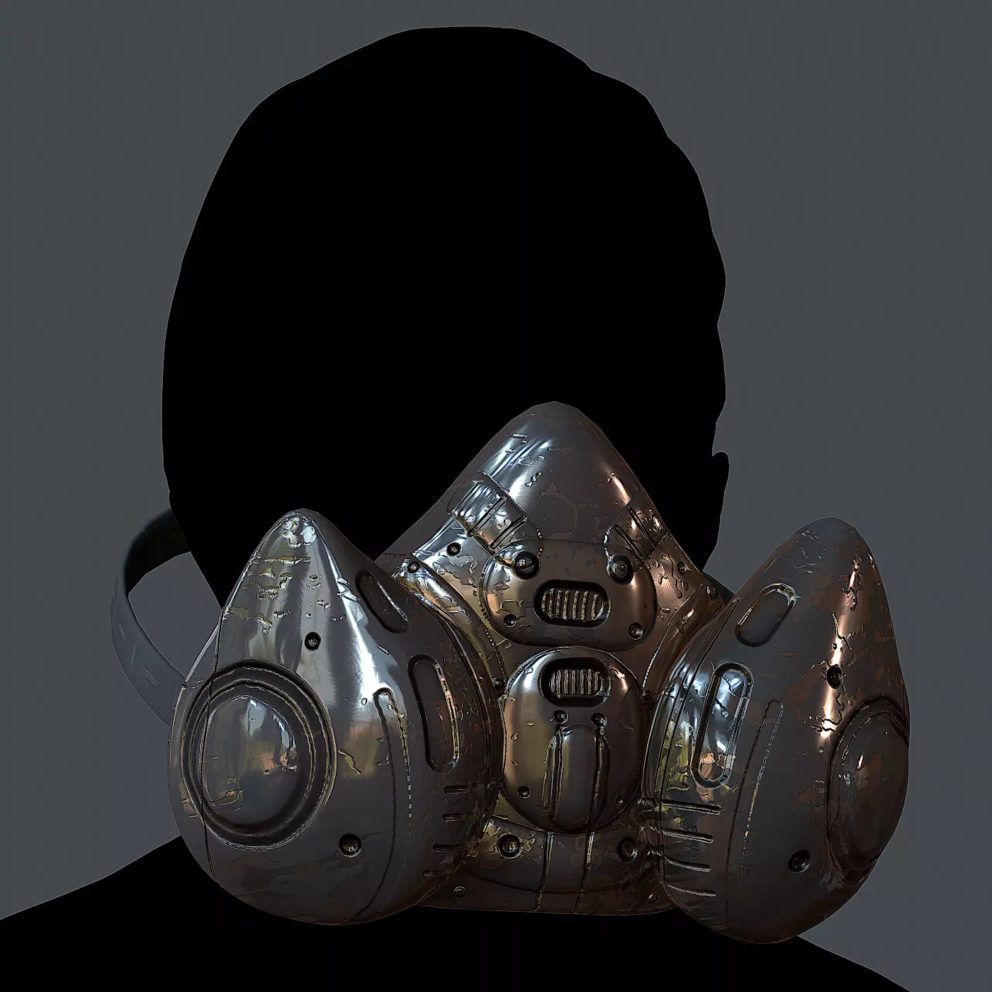Gas mask helmet 3d model scifi Low-poly 3D model_0