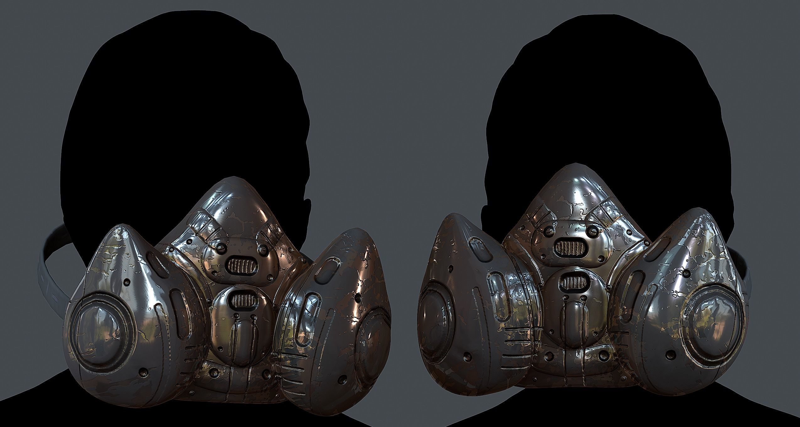 Gas mask helmet 3d model scifi Low-poly 3D model_1