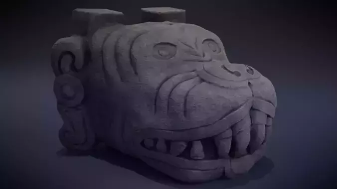 Xolotl stone sculpture Low-poly 3D model
