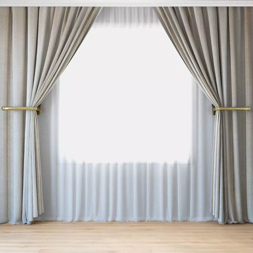 Curtains 19 Curtains with Tulle 3D model