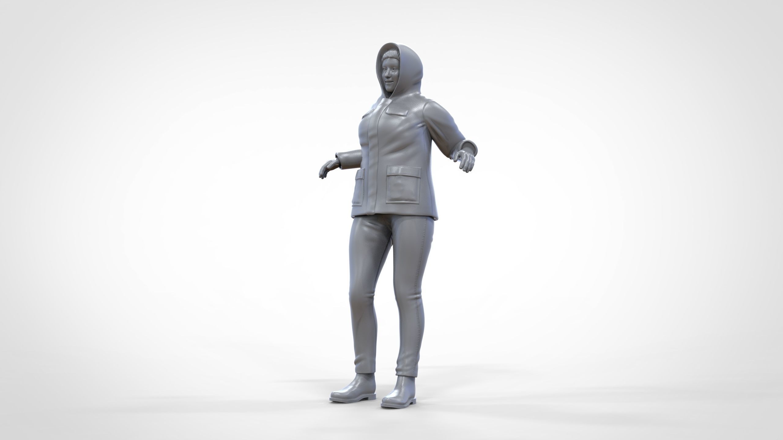 N1 Woman on ship being a photo taken 3D print model_1