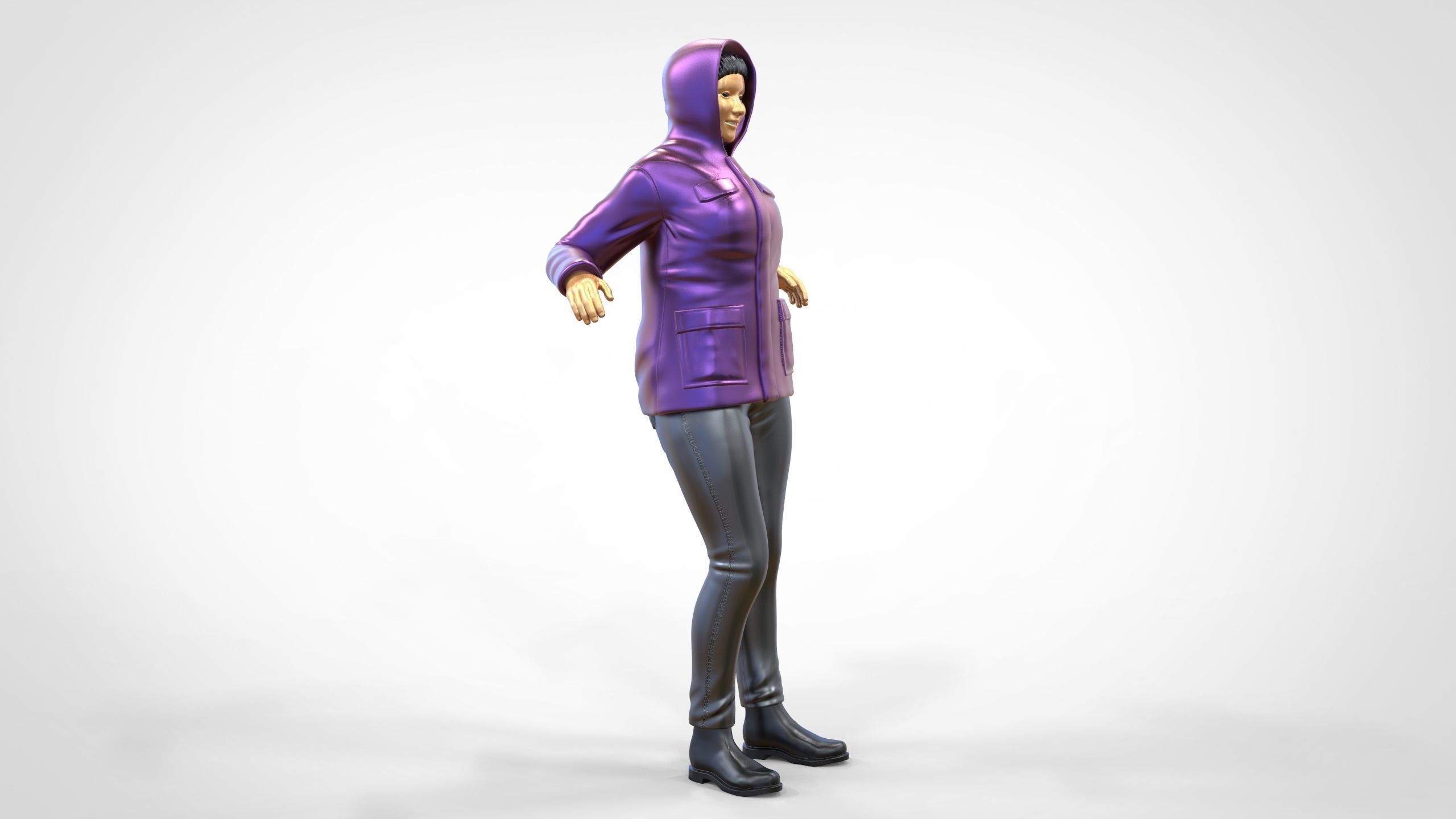 N1 Woman on ship being a photo taken 3D print model_2