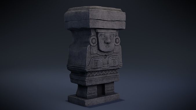 Chalchiuhtlicue stone column Low-poly 3D model