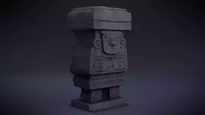 Chalchiuhtlicue stone column Low-poly 3D model