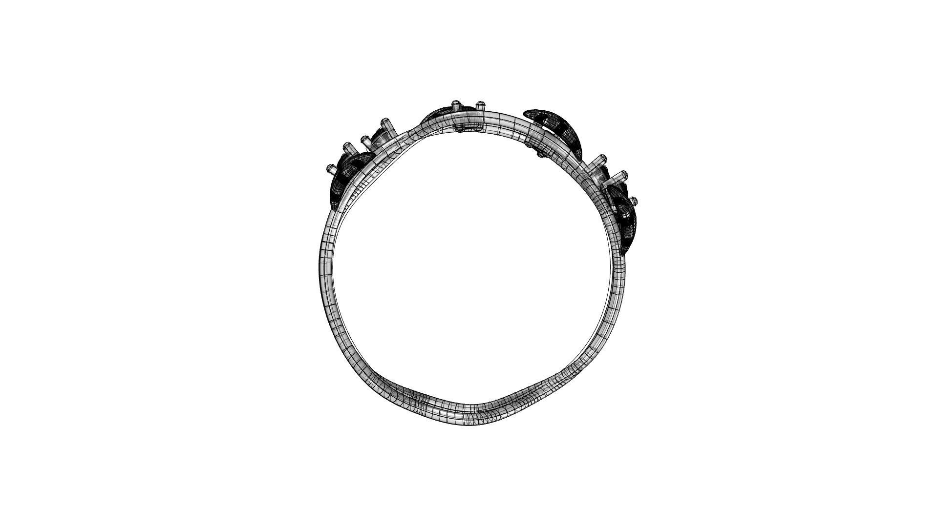 Leafs and Diamonds Ring 3D print model_9