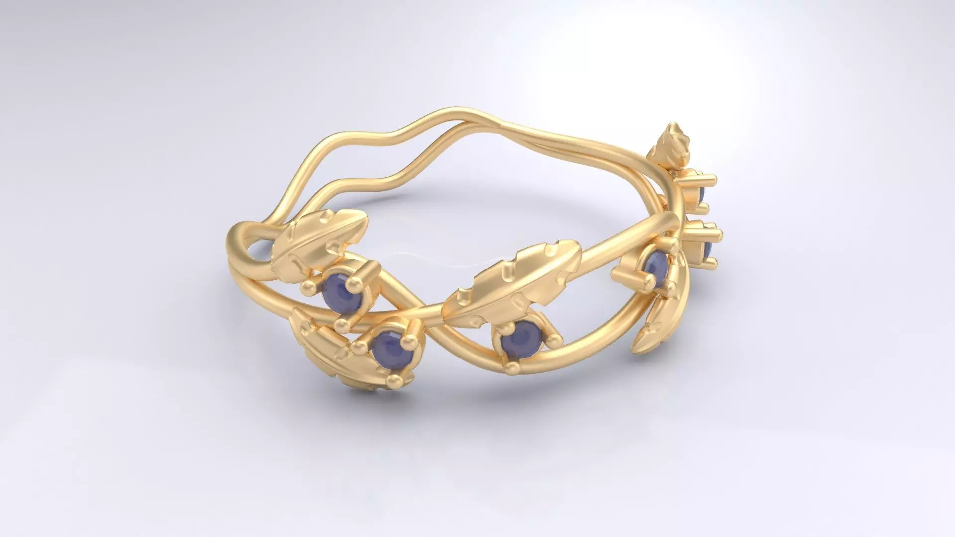 Leafs and Diamonds Ring 3D print model_0