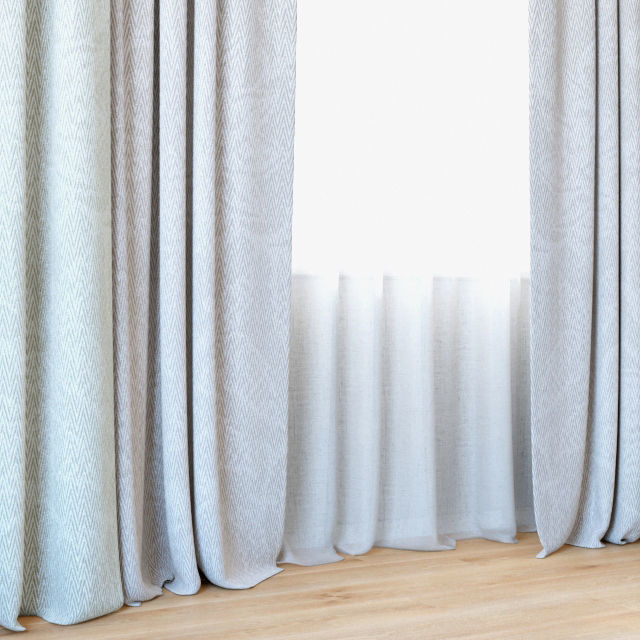 Curtains 27 Curtains with Tulle 3D model_1