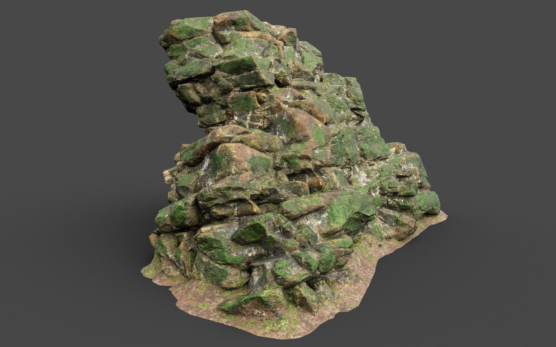 Low poly Mossy Jungle Cliff 210323 Low-poly 3D model_23