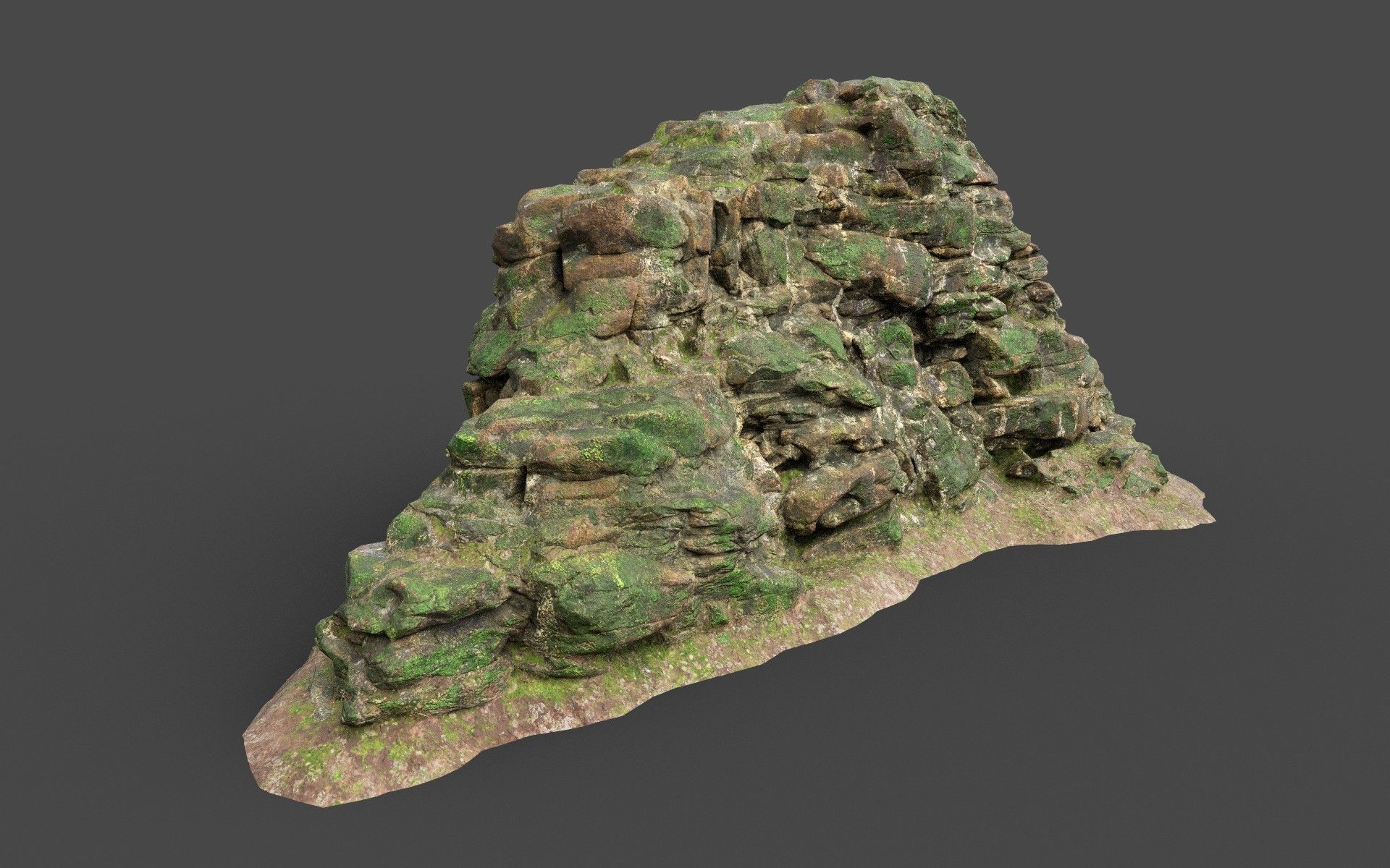 Low poly Mossy Jungle Cliff 210323 Low-poly 3D model_37