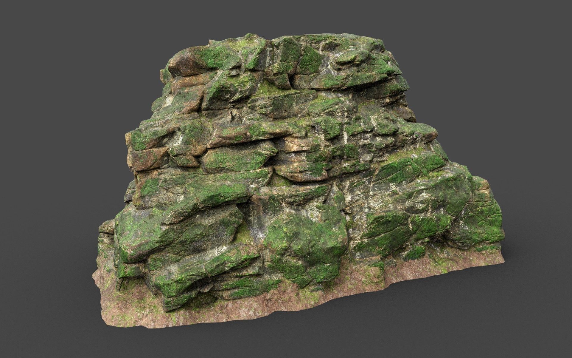Low poly Mossy Jungle Cliff 210323 Low-poly 3D model_13