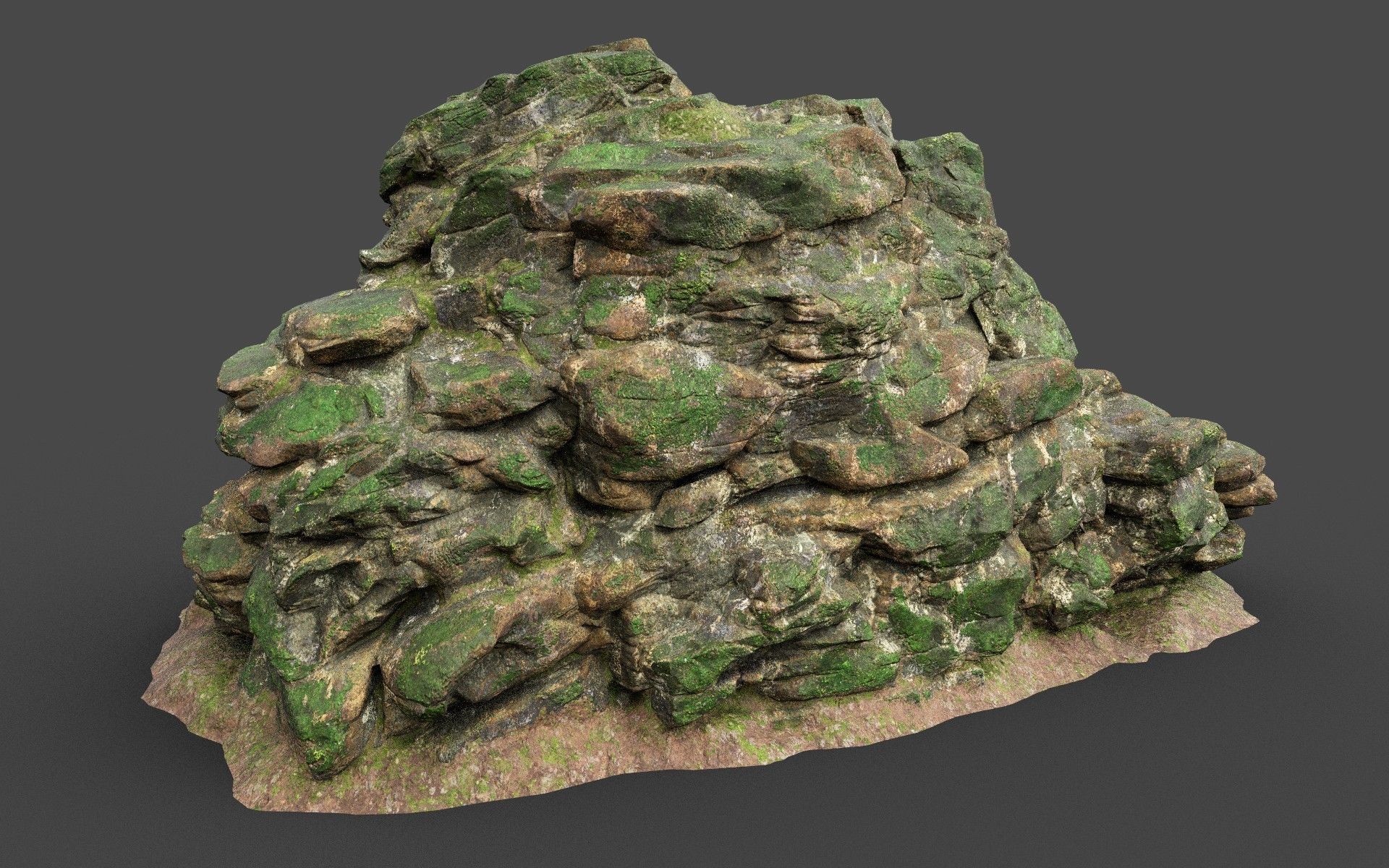Low poly Mossy Jungle Cliff 210323 Low-poly 3D model_28