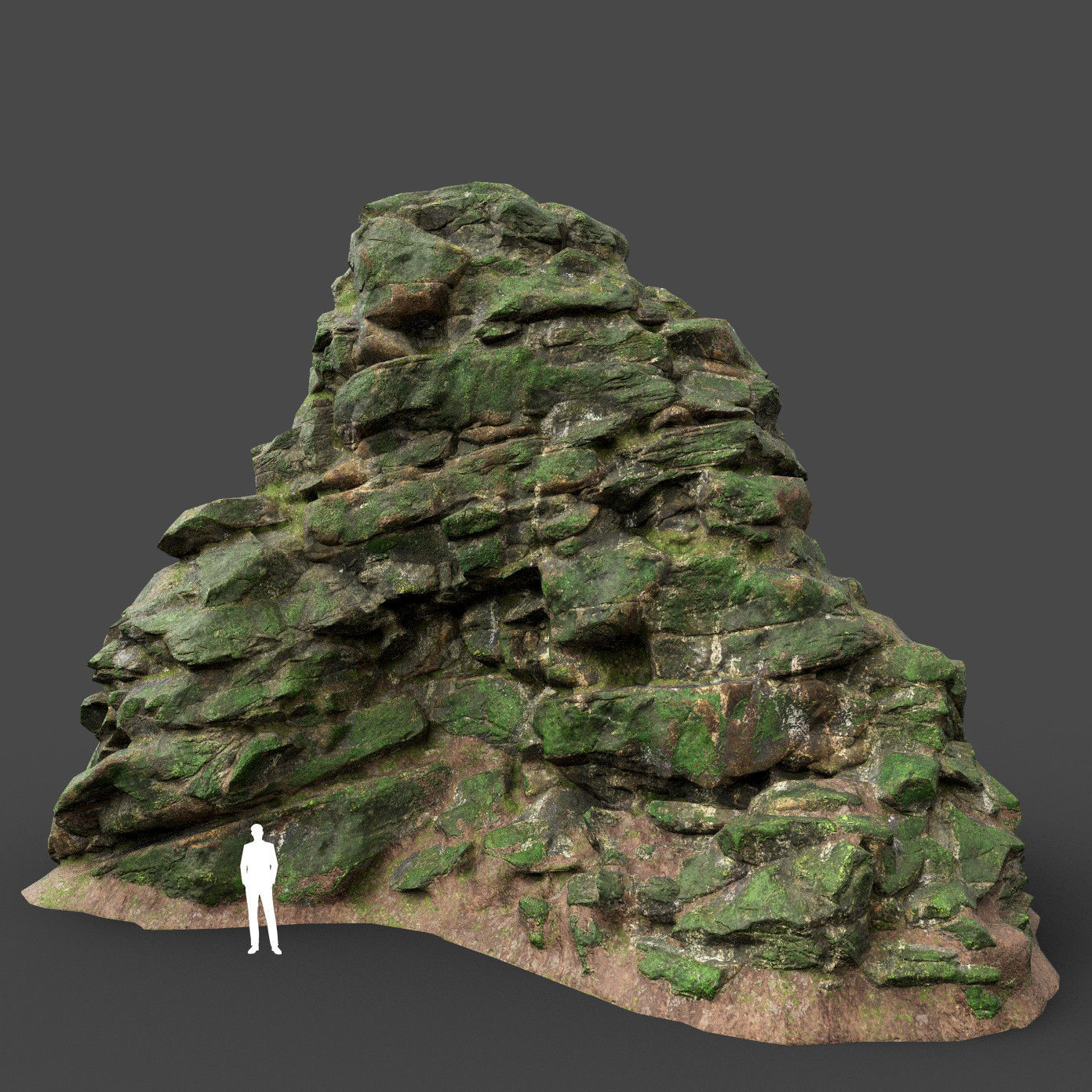 Low poly Mossy Jungle Cliff 210323 Low-poly 3D model_6