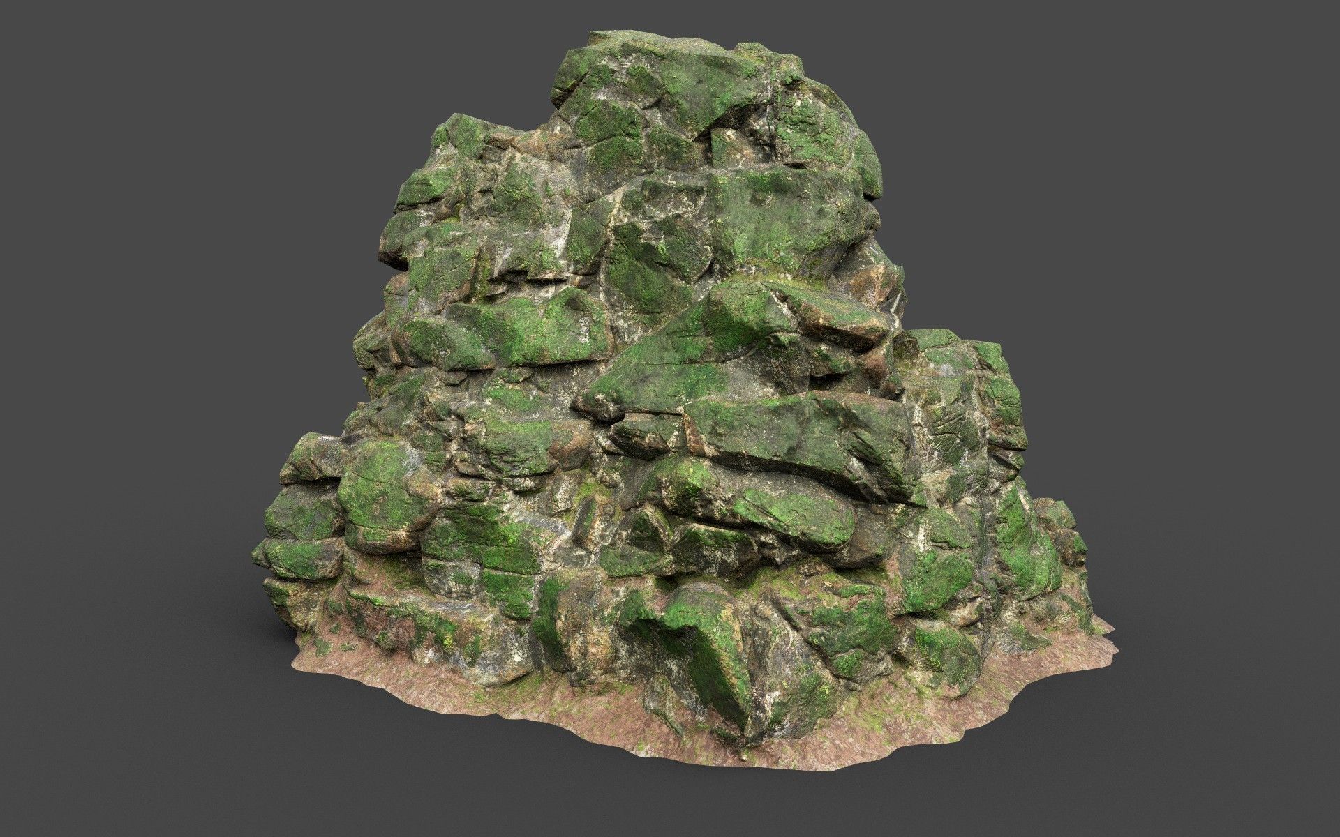 Low poly Mossy Jungle Cliff 210323 Low-poly 3D model_18