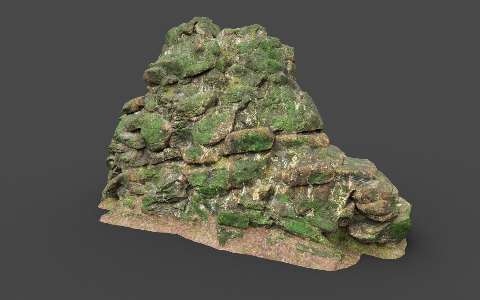 Low poly Mossy Jungle Cliff 210323 Low-poly 3D model_49