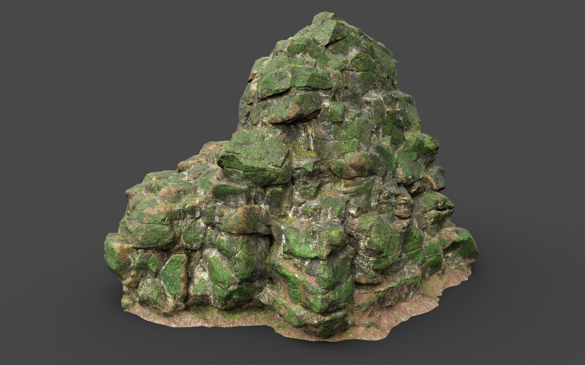 Low poly Mossy Jungle Cliff 210323 Low-poly 3D model_19