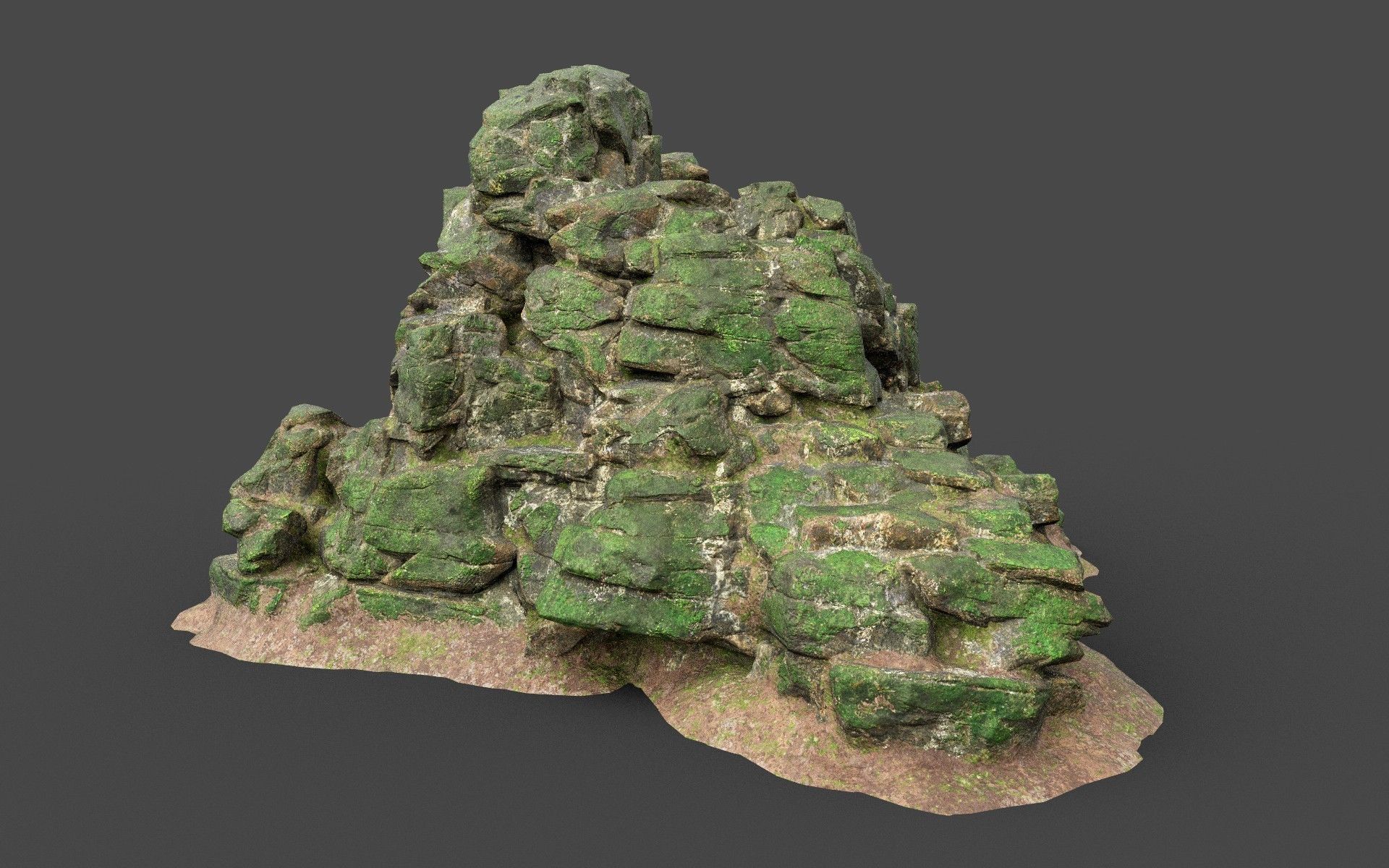 Low poly Mossy Jungle Cliff 210323 Low-poly 3D model_42