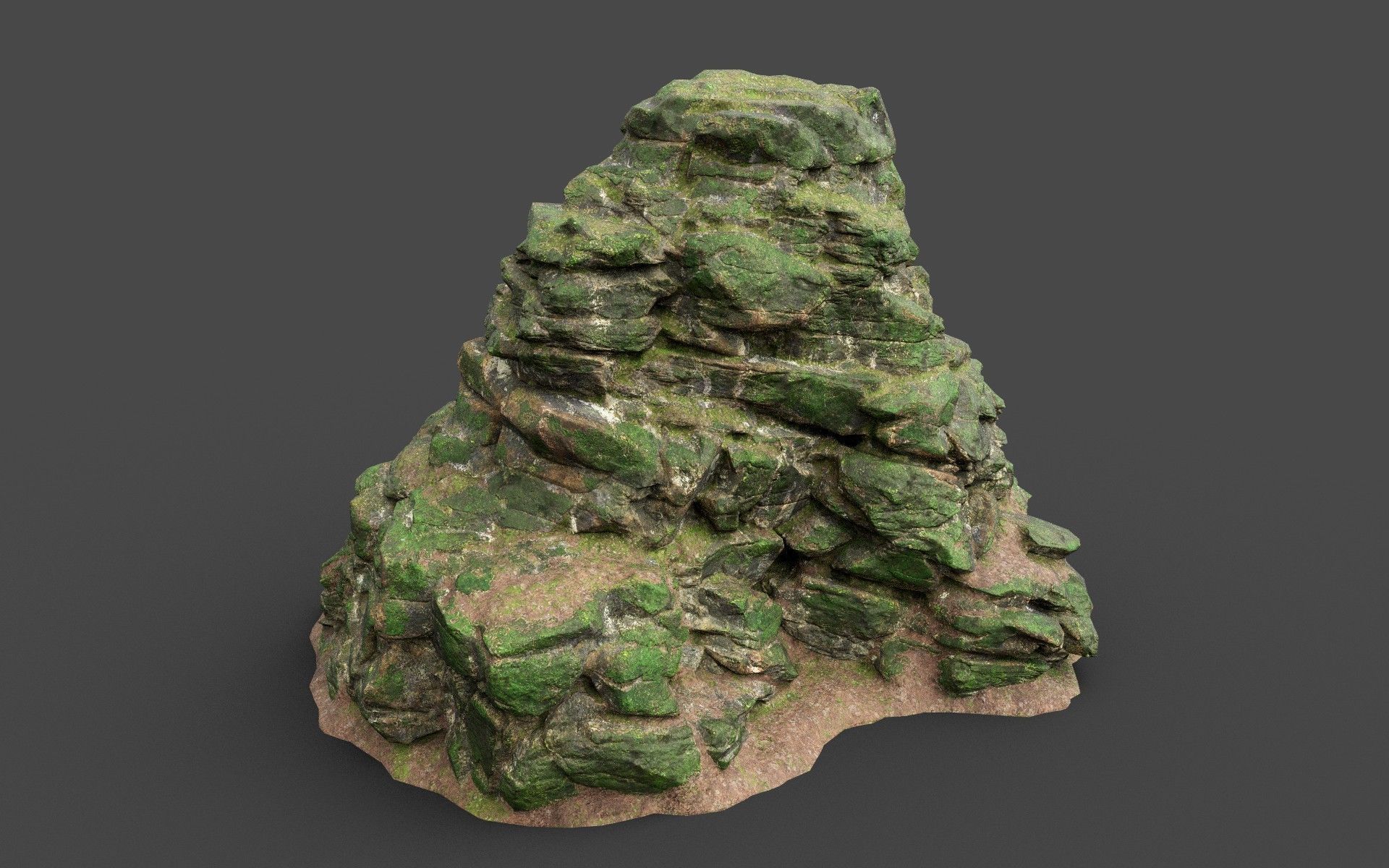Low poly Mossy Jungle Cliff 210323 Low-poly 3D model_9