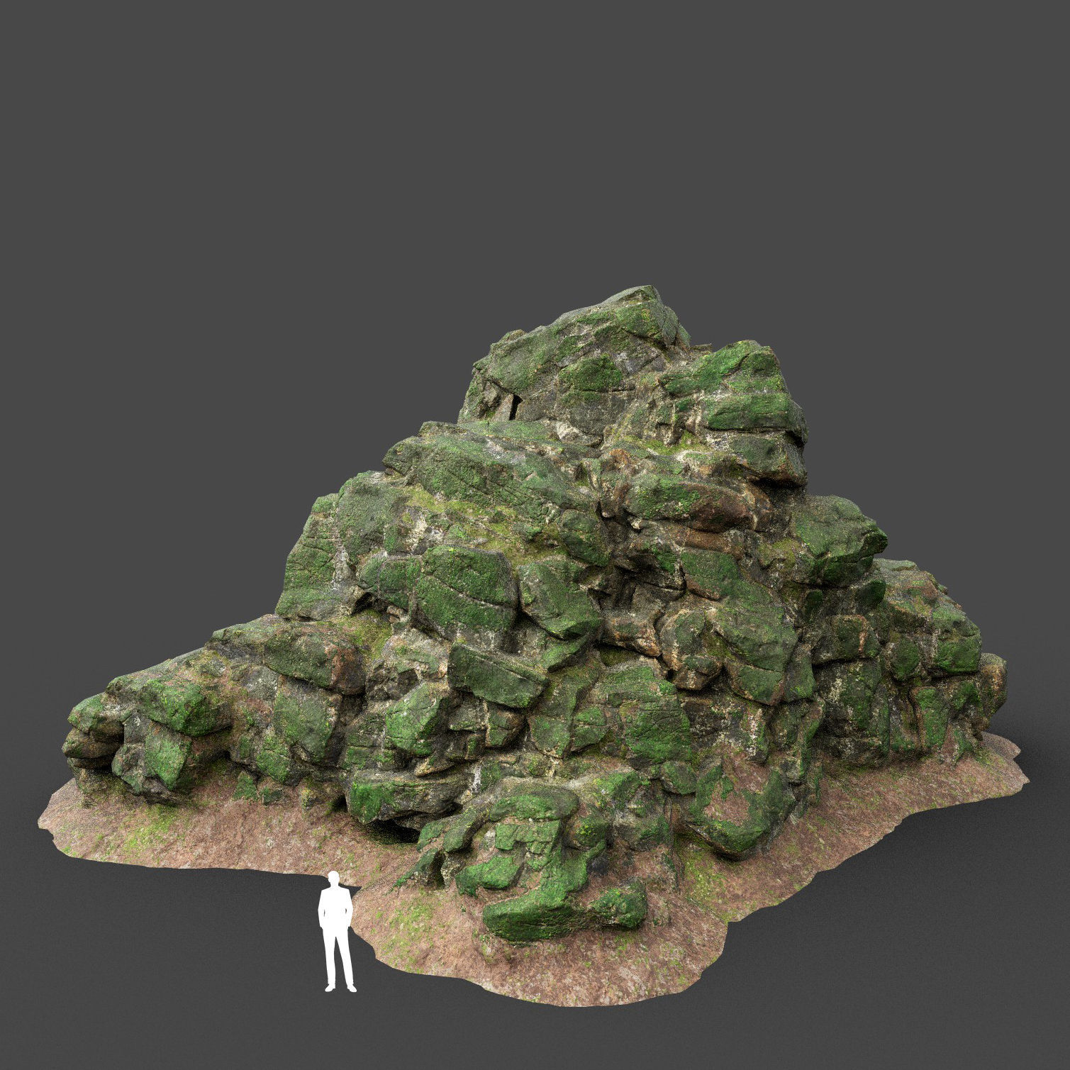 Low poly Mossy Jungle Cliff 210323 Low-poly 3D model_41