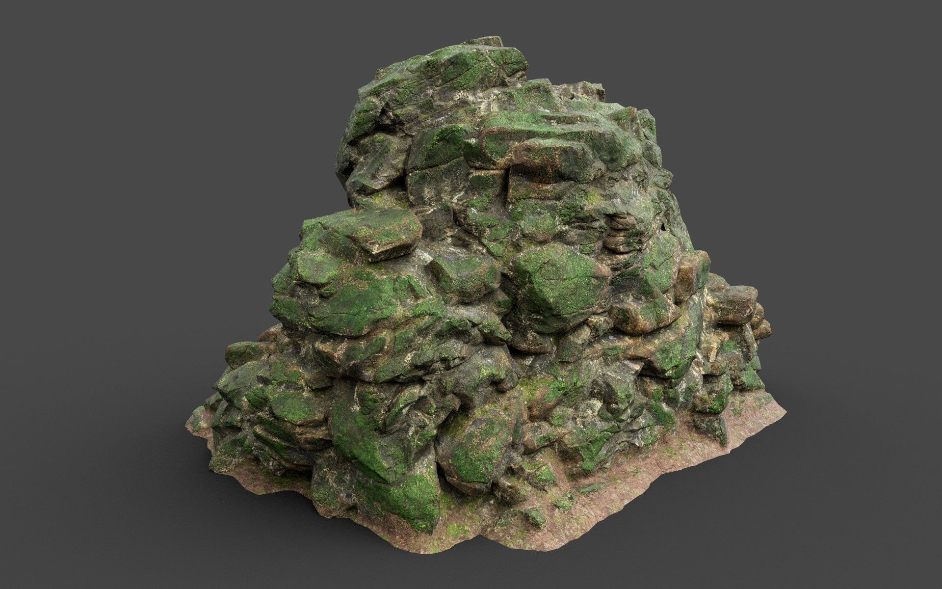 Low poly Mossy Jungle Cliff 210323 Low-poly 3D model_48