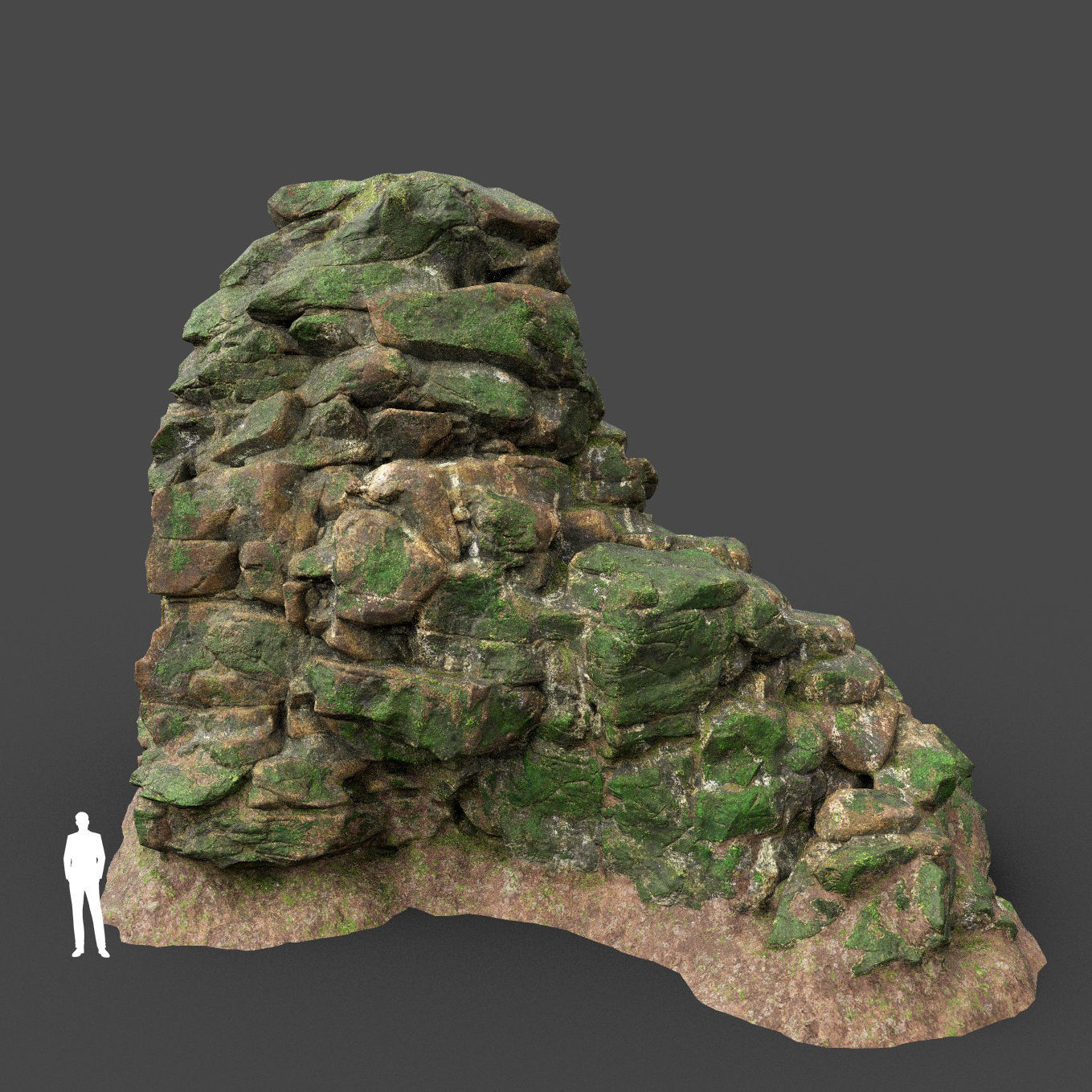 Low poly Mossy Jungle Cliff 210323 Low-poly 3D model_31