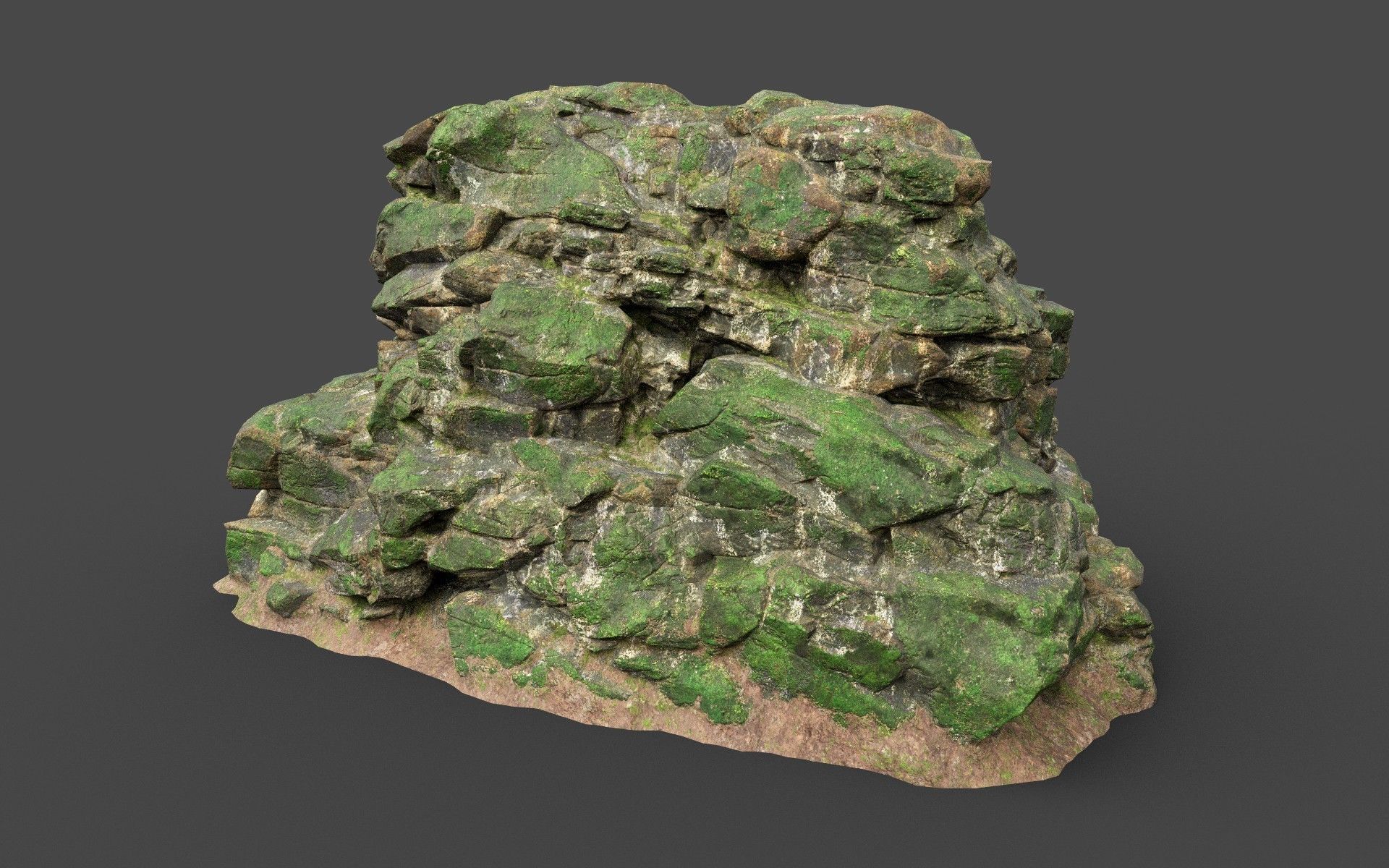 Low poly Mossy Jungle Cliff 210323 Low-poly 3D model_12