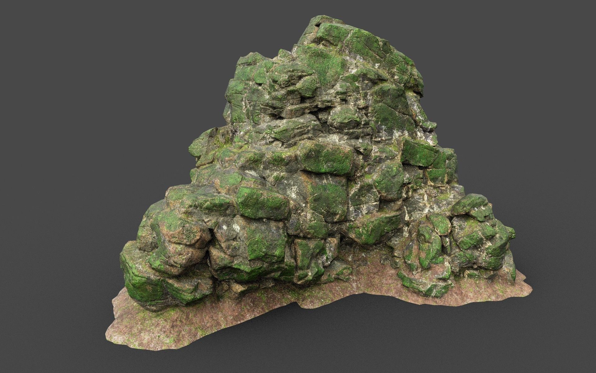 Low poly Mossy Jungle Cliff 210323 Low-poly 3D model_44