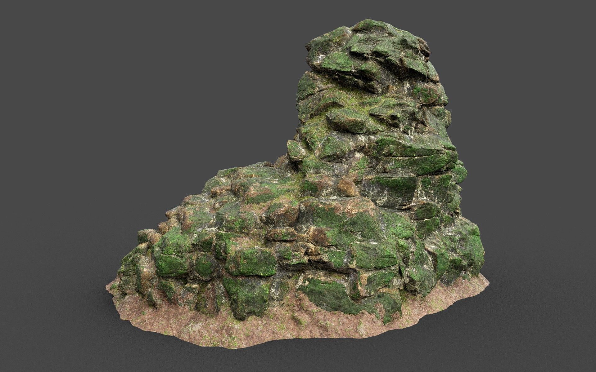 Low poly Mossy Jungle Cliff 210323 Low-poly 3D model_32