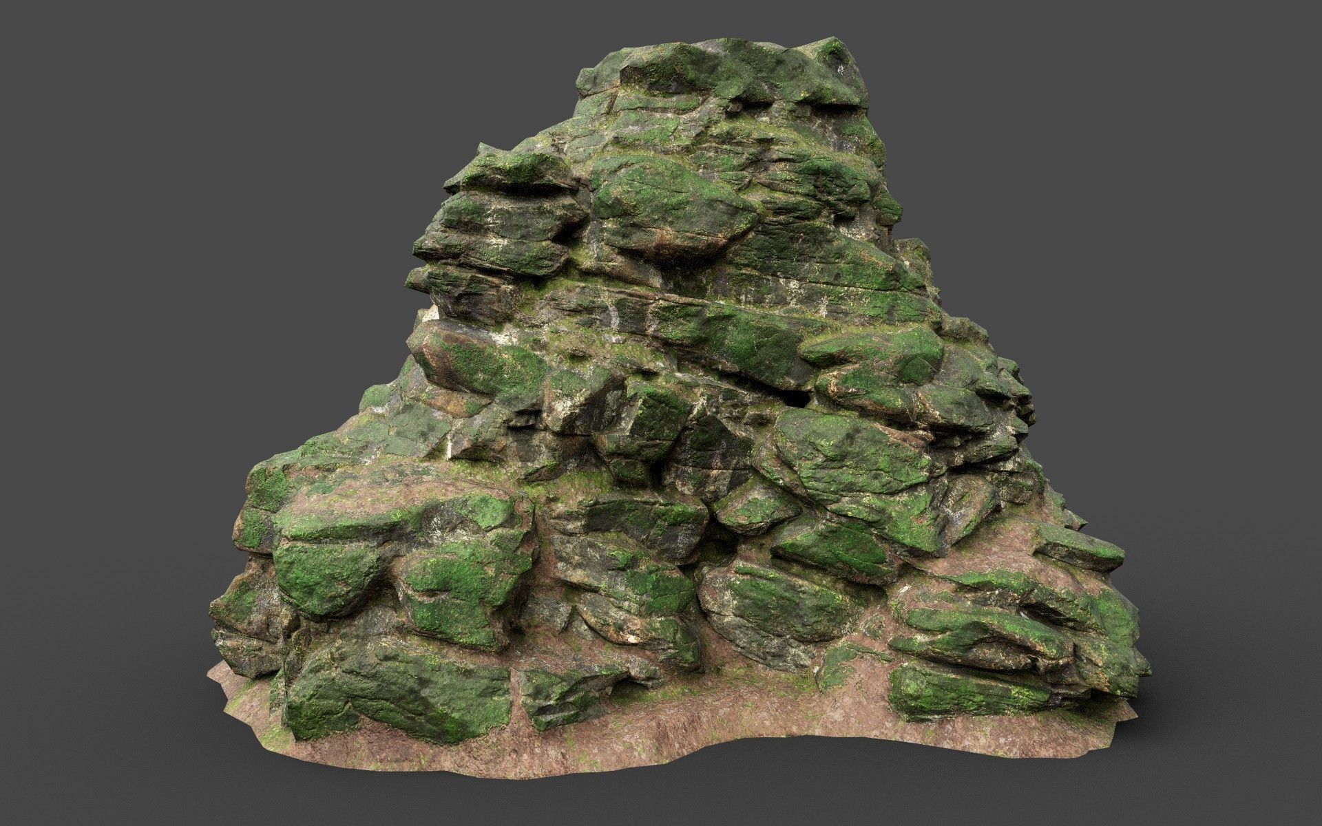 Low poly Mossy Jungle Cliff 210323 Low-poly 3D model_8