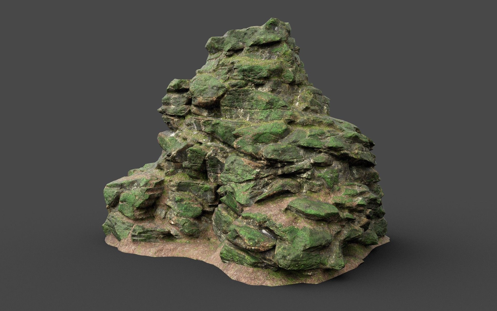 Low poly Mossy Jungle Cliff 210323 Low-poly 3D model_7