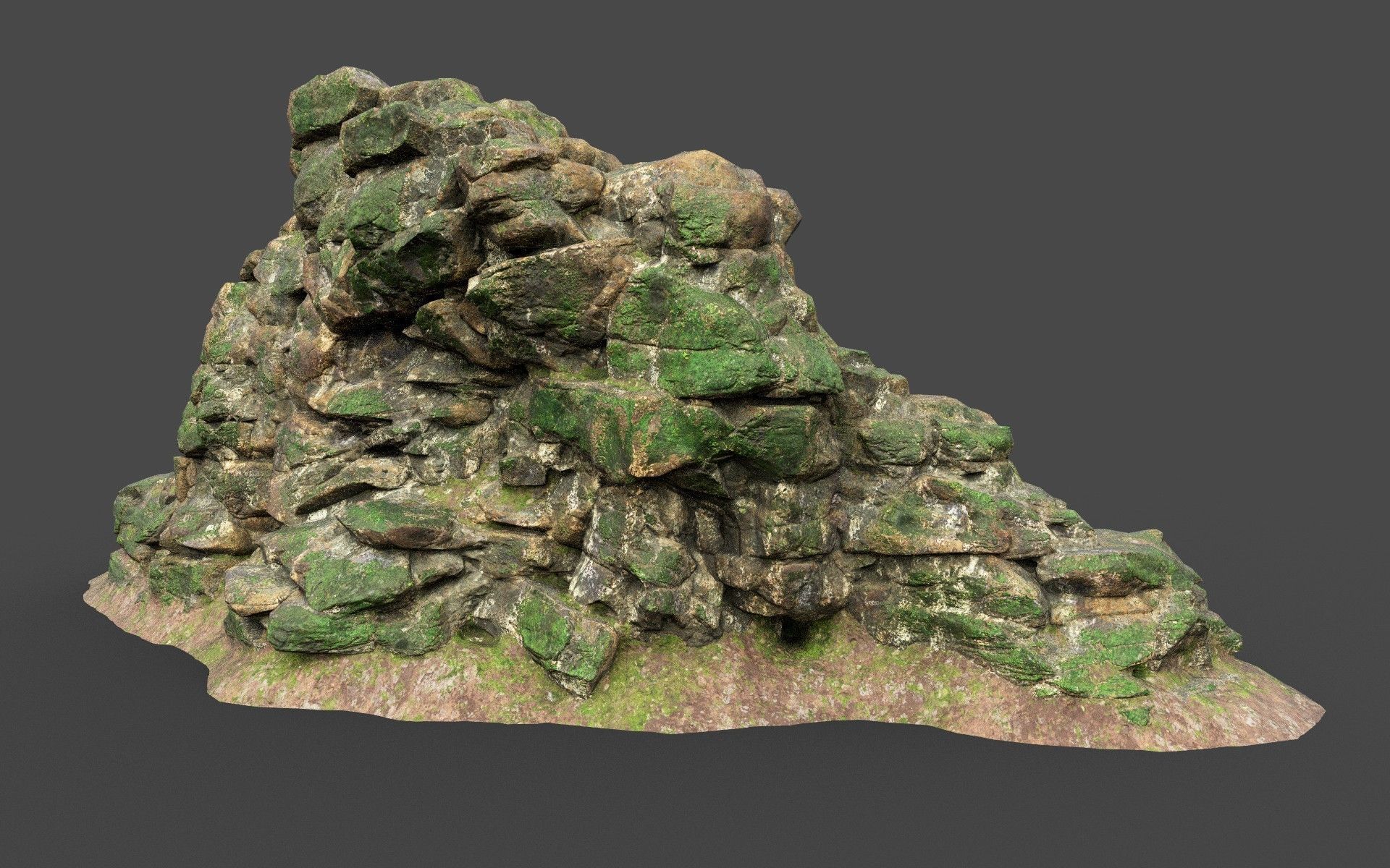 Low poly Mossy Jungle Cliff 210323 Low-poly 3D model_38